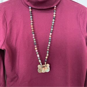 Multicolor Beaded Necklace with Elephant Pendant